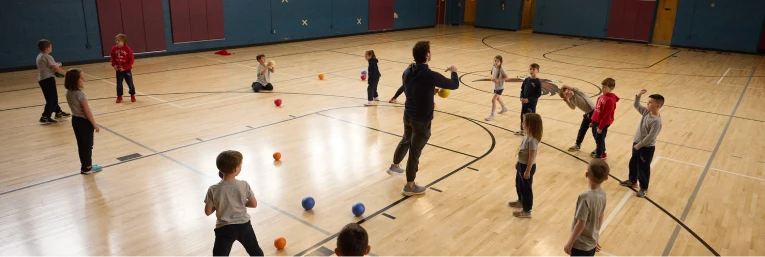 Students at Holy Name Parish School in gym