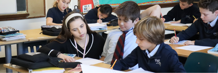 Students at Holy Name Parish School in class