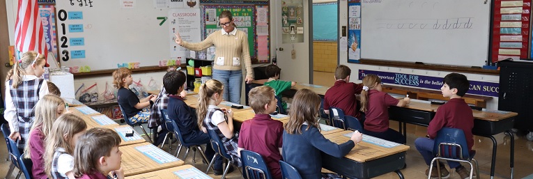 Students at Holy Name Parish School in class